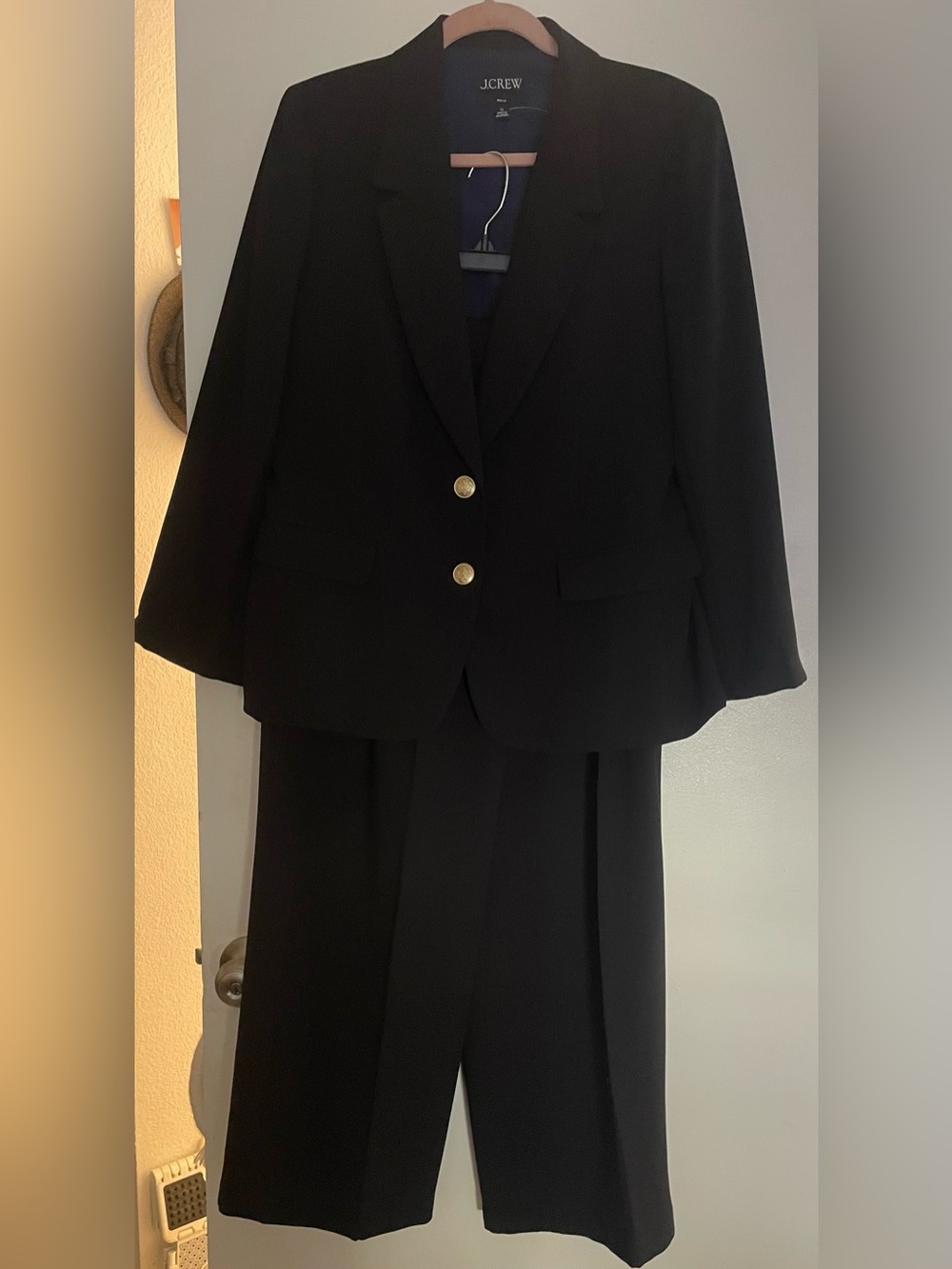 J. Crew Black Women's Two-Piece Blazer Suit with Gold Buttons